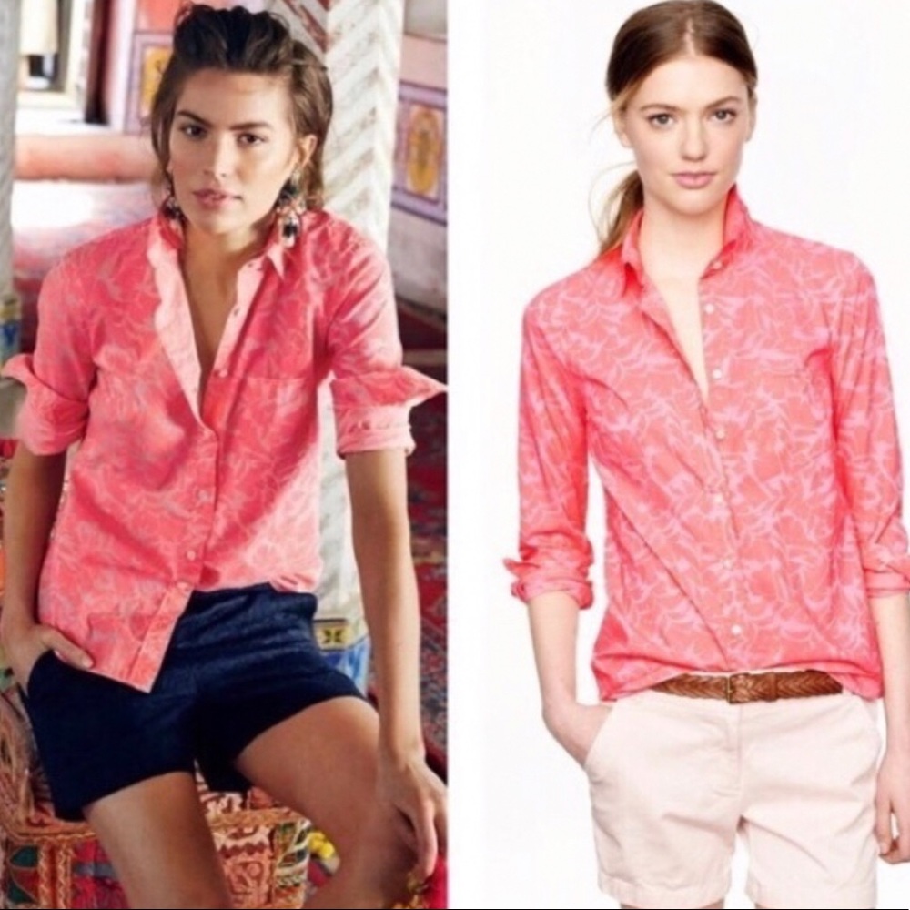J Crew ‘Boy’ fit button up shirt in tonal green floral pattern